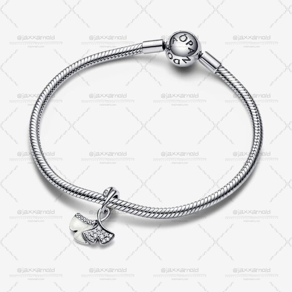 Pandora Double Gingko Leaves Sparkling Dangle Charm - Picture 3 of 5